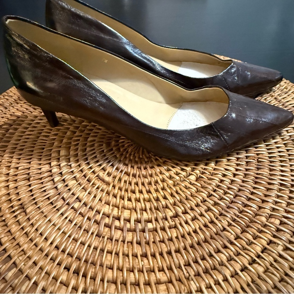 Vaneli Dark Brown Leather Heels - Picture 3 of 11